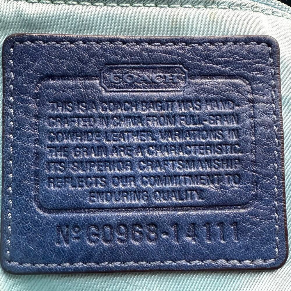 COACH 14111 Navy Blue Leather Madison Tribeca East West Tote Bag - Picture 2 of 11